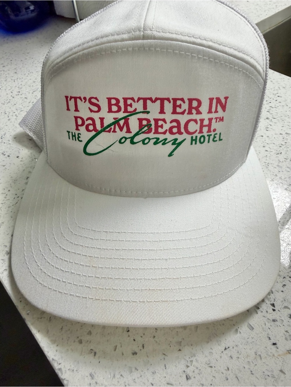 New Colony Hotel White Trucker Hat - It's Better In Palm Beach 🏖️ - Picture 2 of 8